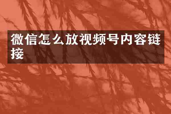 微信怎么放视频号内容链接