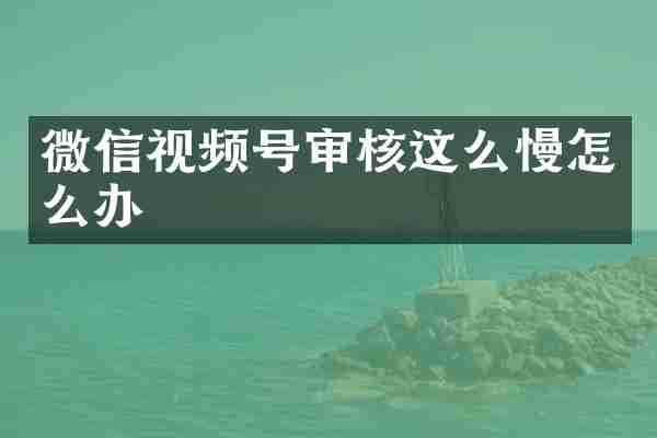 微信视频号审核这么慢怎么办