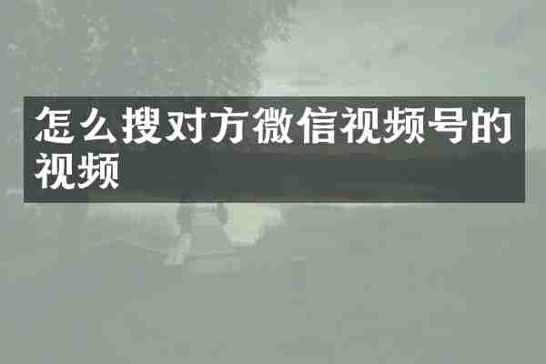 怎么搜对方微信视频号的视频