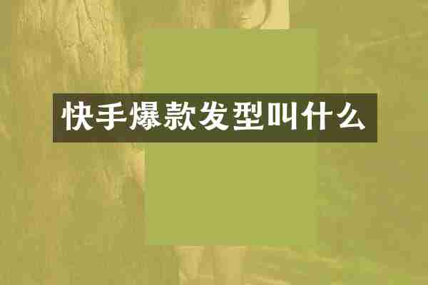 快手爆款发型叫什么