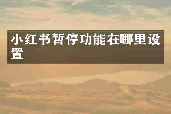 小红书暂停功能在哪里设置