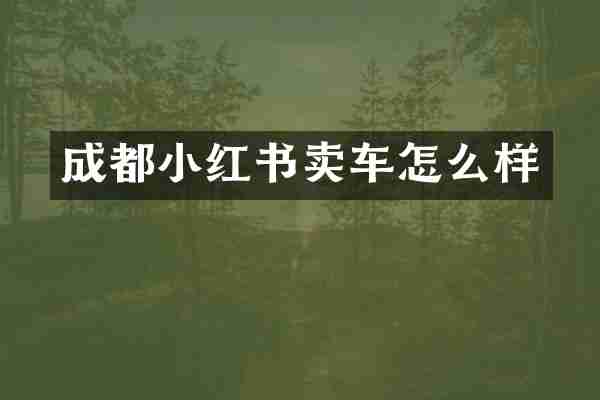 成都小红书卖车怎么样