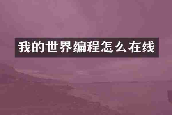 我的世界编程怎么在线