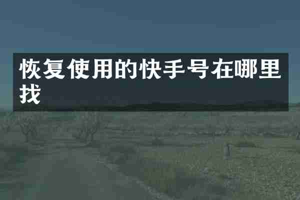 恢复使用的快手号在哪里找
