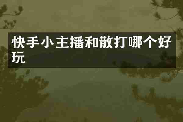 快手小主播和散打哪个好玩