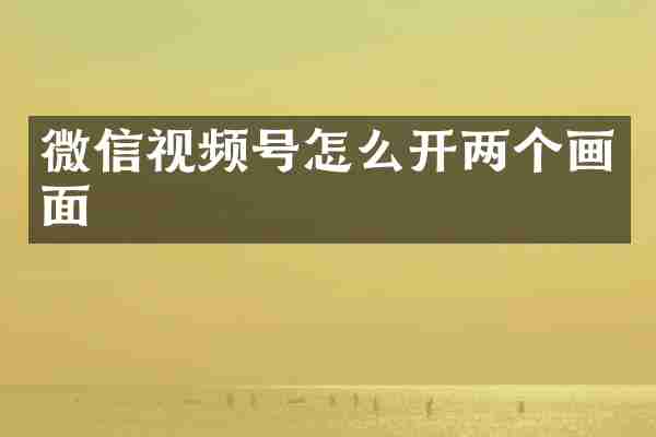 微信视频号怎么开两个画面
