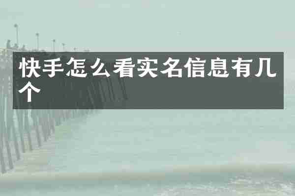 快手怎么看实名信息有几个