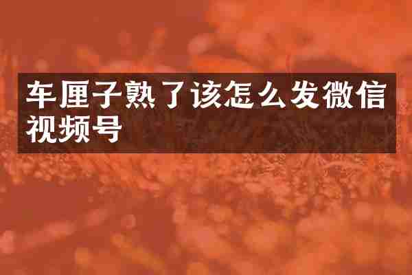 车厘子熟了该怎么发微信视频号