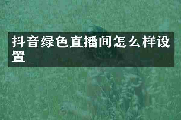 抖音绿色直播间怎么样设置