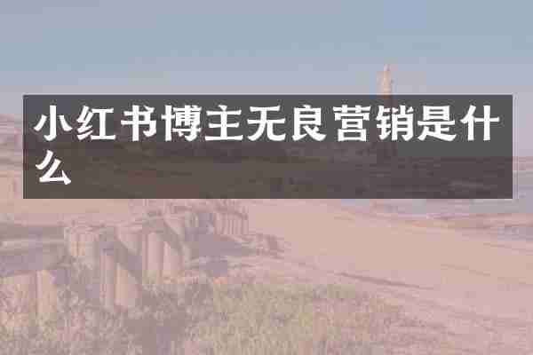 小红书博主无良营销是什么