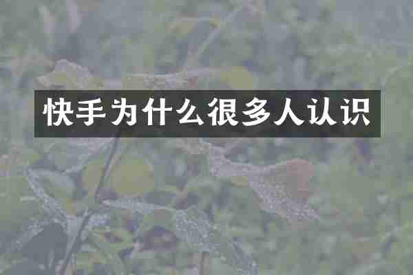 快手为什么很多人认识