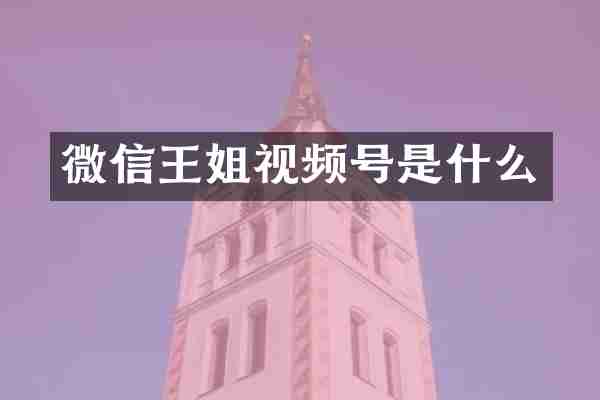 微信王姐视频号是什么