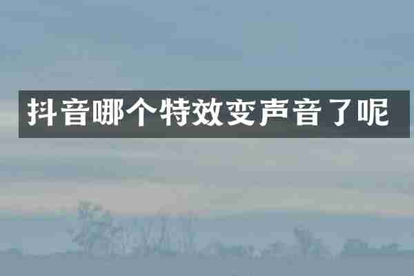 抖音哪个特效变声音了呢