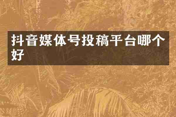 抖音媒体号投稿平台哪个好