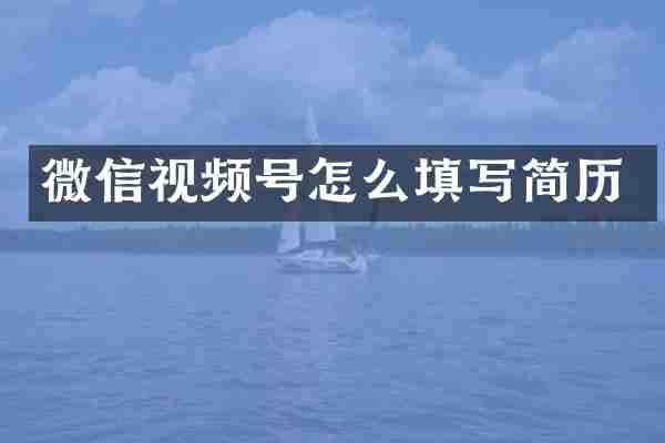 微信视频号怎么填写简历