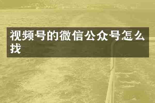视频号的微信公众号怎么找