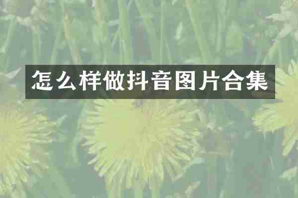 怎么样做抖音图片合集