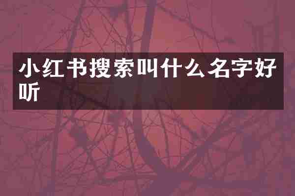 小红书搜索叫什么名字好听