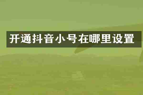 开通抖音小号在哪里设置