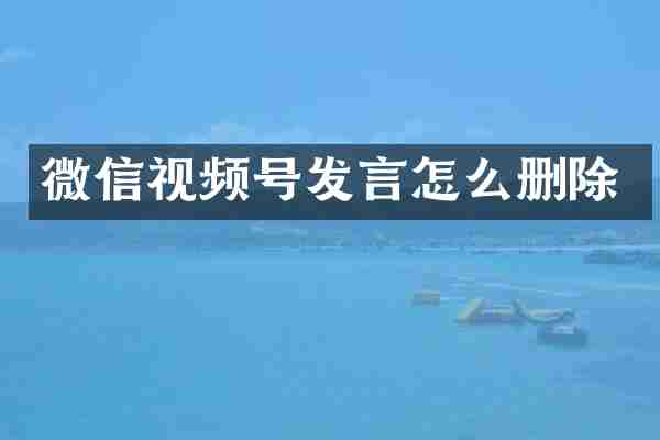 微信视频号发言怎么删除