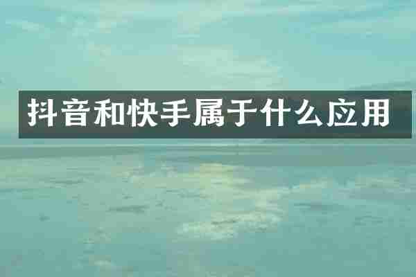 抖音和快手属于什么应用