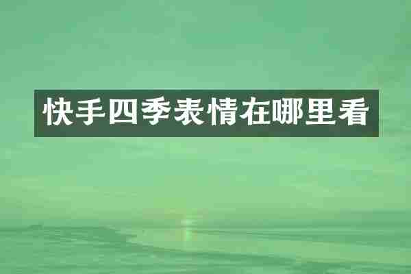 快手四季表情在哪里看