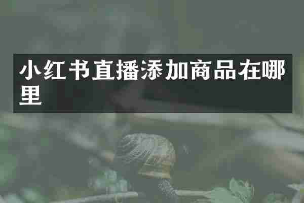 小红书直播添加商品在哪里