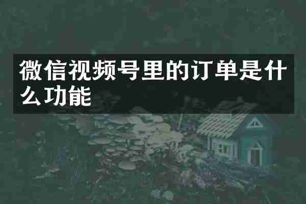 微信视频号里的订单是什么功能