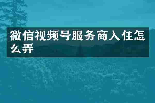 微信视频号服务商入住怎么弄