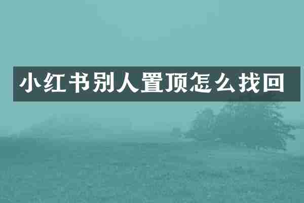 小红书别人置顶怎么找回