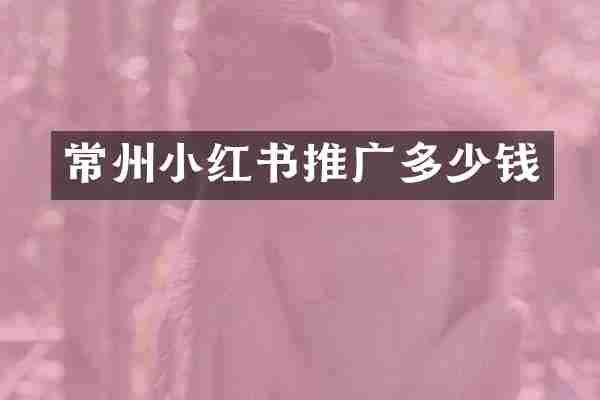 常州小红书推广多少钱