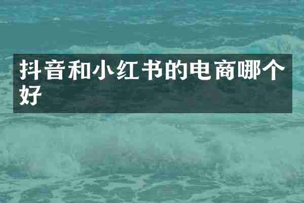 抖音和小红书的电商哪个好