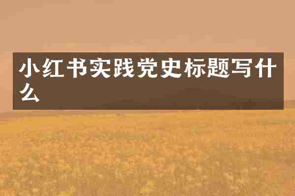 小红书实践党史标题写什么
