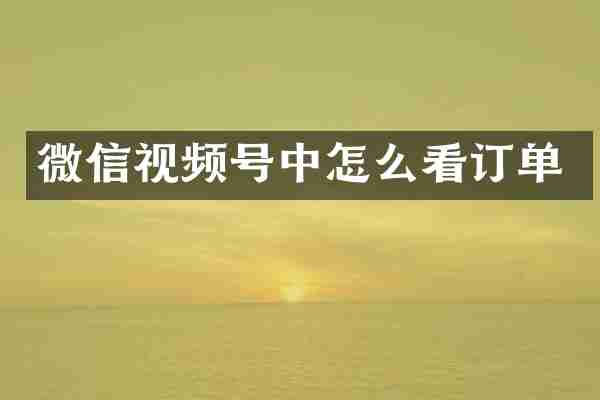 微信视频号中怎么看订单