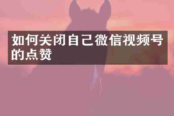 如何关闭自己微信视频号的点赞
