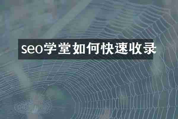 seo学堂如何快速收录