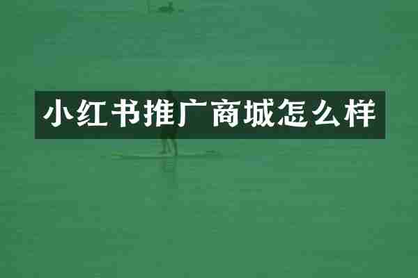 小红书推广商城怎么样