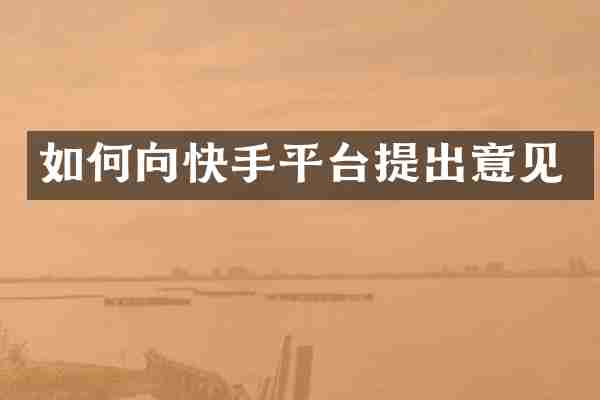 如何向快手平台提出意见