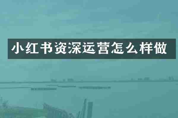 小红书资深运营怎么样做