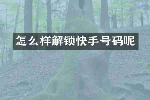 怎么样解锁快手号码呢