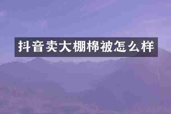 抖音卖大棚棉被怎么样