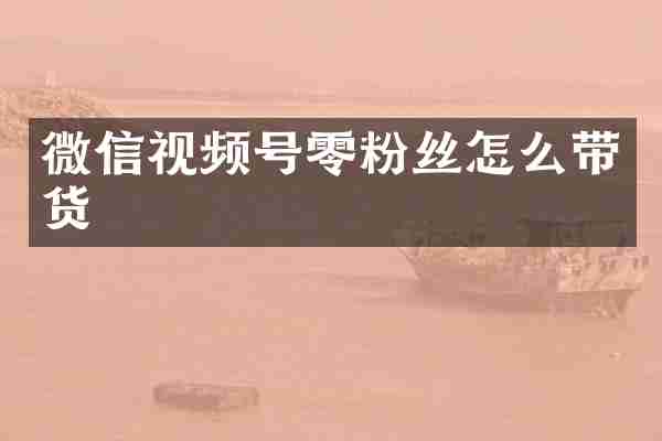 微信视频号零粉丝怎么带货