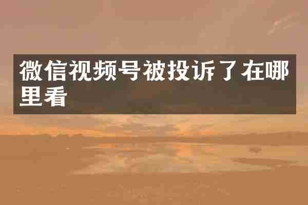 微信视频号被投诉了在哪里看