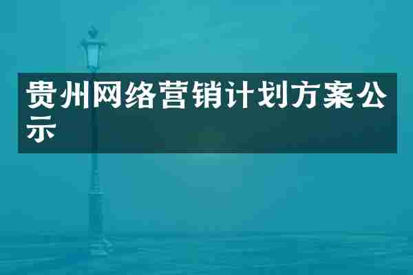 贵州网络营销计划方案公示