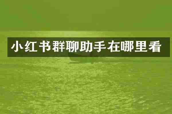 小红书群聊助手在哪里看