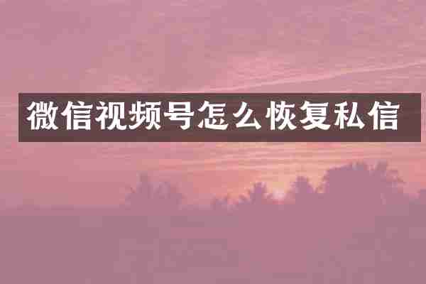 微信视频号怎么恢复私信