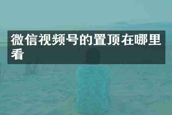 微信视频号的置顶在哪里看