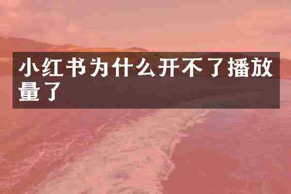 小红书为什么开不了播放量了