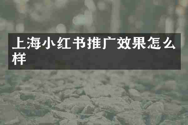 上海小红书推广效果怎么样