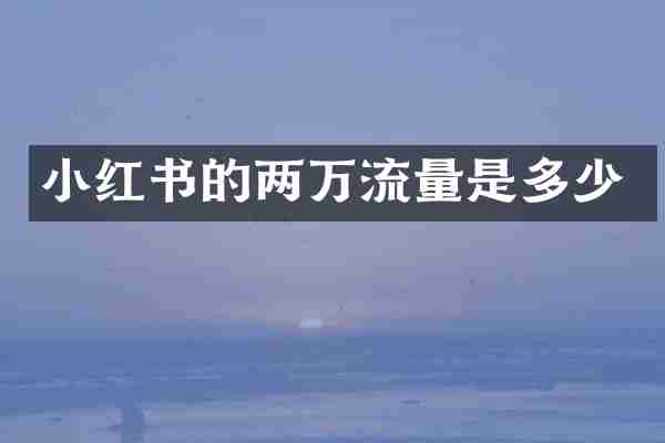 小红书的两万流量是多少